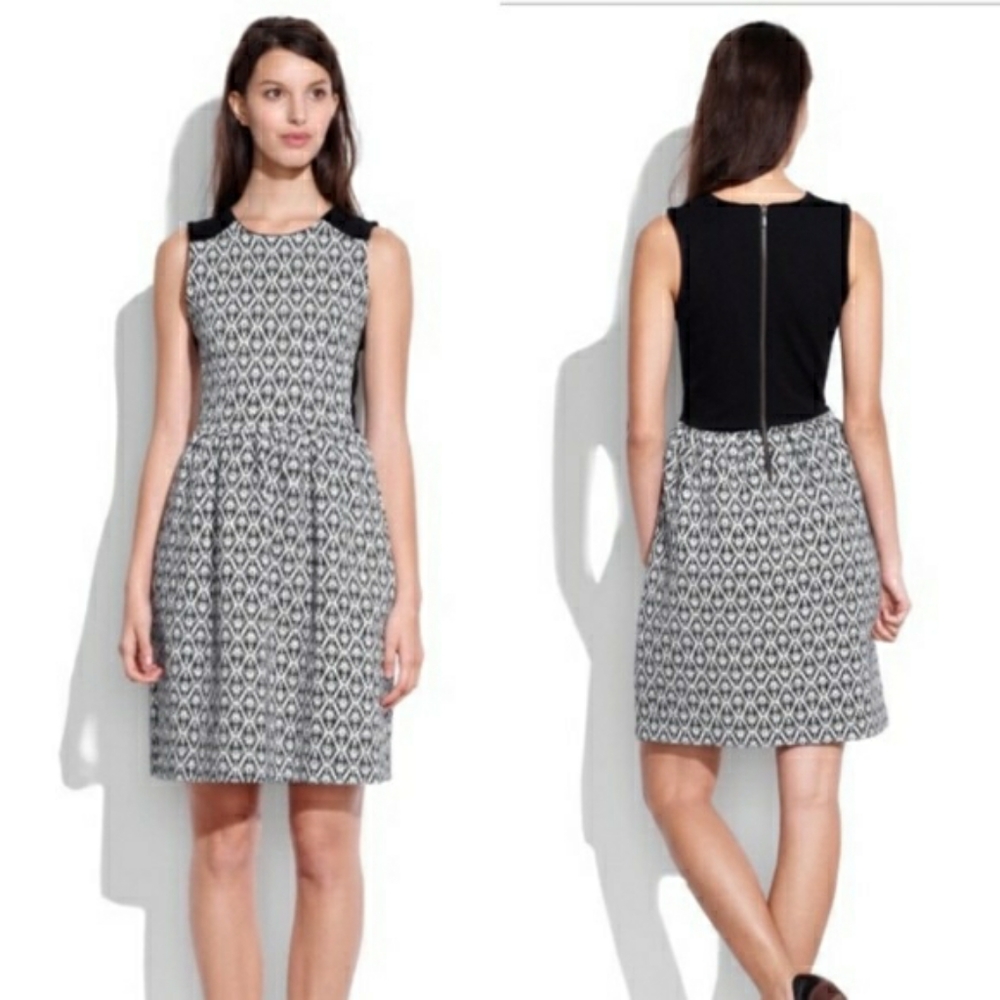 Madewell Black Diamond Jacquard Knit Dress Small